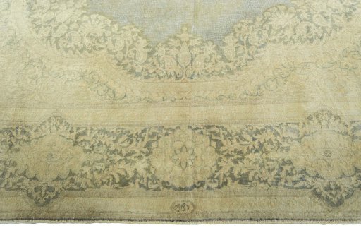 Full view of 1970s Vintage rug from Pakistan, 390 × 291 cm in Beige tones