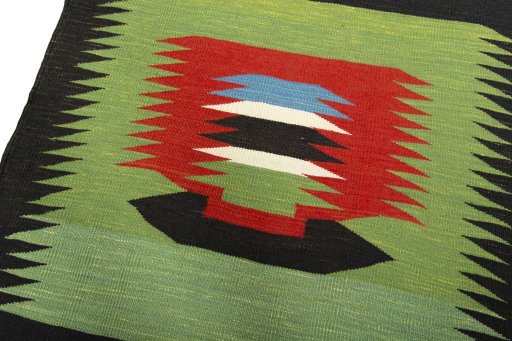 Surface texture of New Kilim Sofre rug with natural Wool and intricate pattern