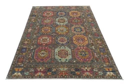 Surface texture of New Samarkand rug with natural Wool and intricate pattern