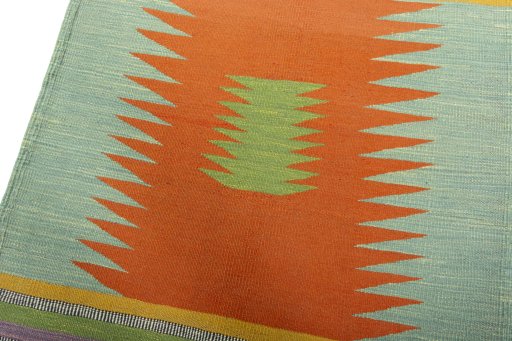 Surface texture of New Kilim Sofre rug with natural Wool and intricate pattern