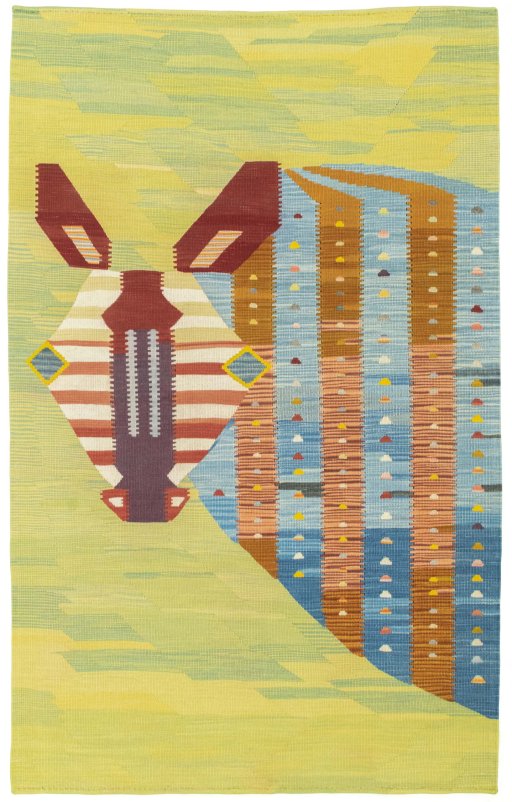 Full view of New Kilim Dastan rug from Turkey, 198 × 124 cm in Multi Color tones