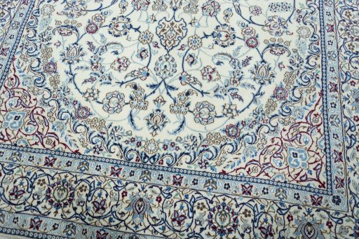 Close-up detail of 2000s Nain rug from Iran / Persia showing Wool weave