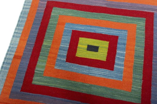 Surface texture of New Kilim Sofre rug with natural Wool and intricate pattern