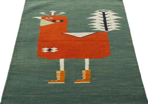 Close-up detail of New Kilim Dastan rug from Turkey showing Wool weave