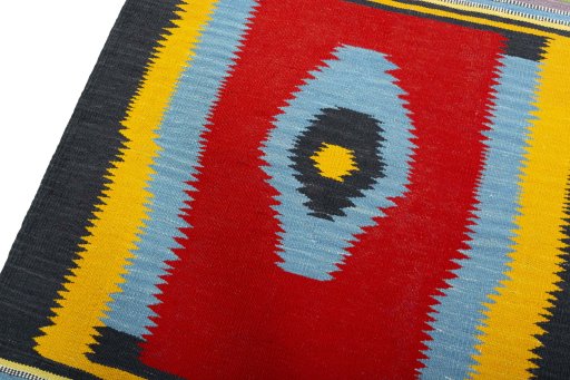 Surface texture of New Kilim Sofre rug with natural Wool and intricate pattern