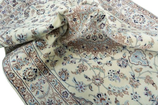 Surface texture of New Nain rug with natural Wool and intricate pattern