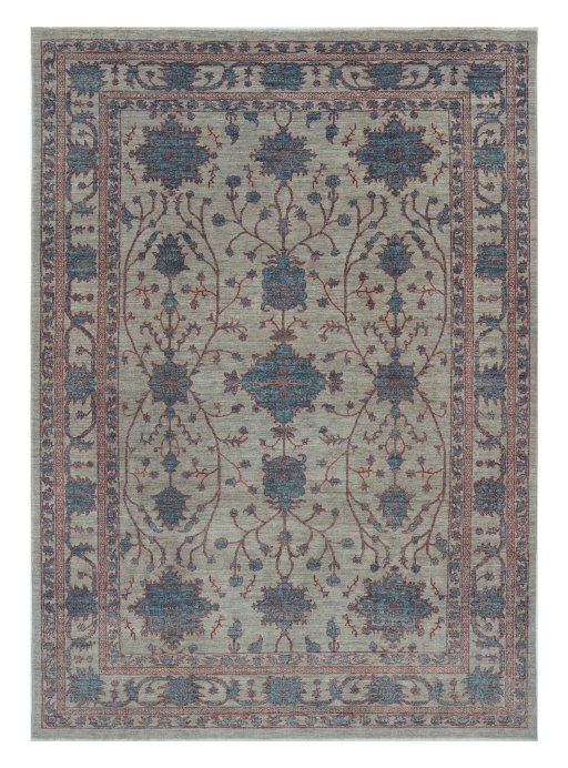 Full view of New Farahan rug from Pakistan, 299 × 209 cm in Beige tones