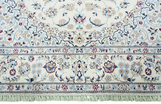 Full view of 2000s Nain rug from Iran / Persia, 295 × 204 cm in Beige tones