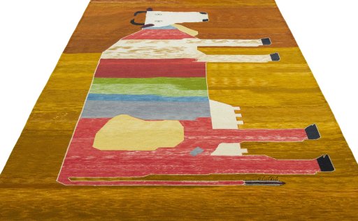 Close-up detail of New Kilim Dastan rug from Turkey showing Wool weave