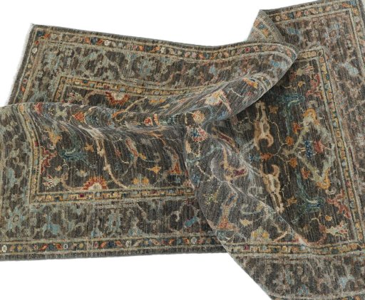 Full view of New Farahan rug from Pakistan, 124 × 79 cm in Gray tones