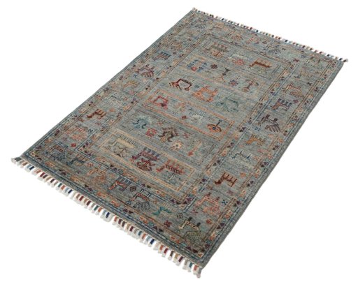 Close-up detail of New Samarkand rug from Pakistan showing Wool weave