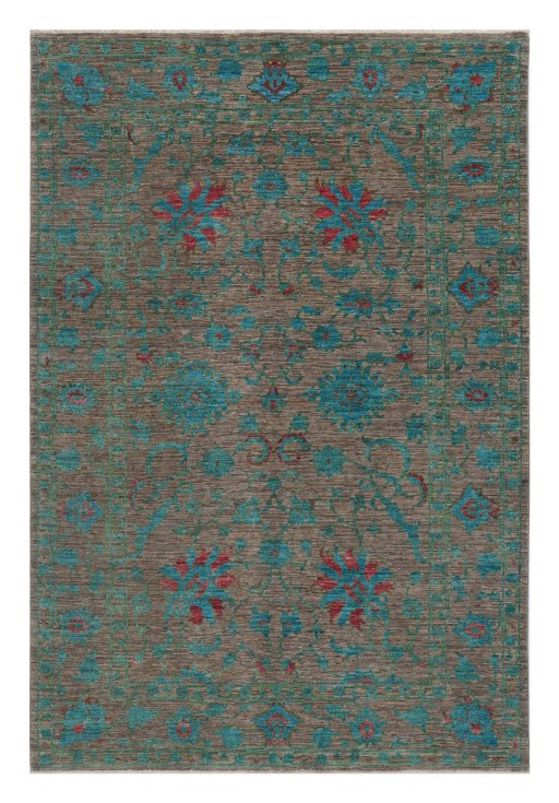 Full view of New Farahan rug from Pakistan, 246 × 166 cm in Gray tones