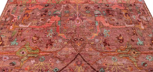 Backside of handmade New Farahan rug showing knot structure and weave density