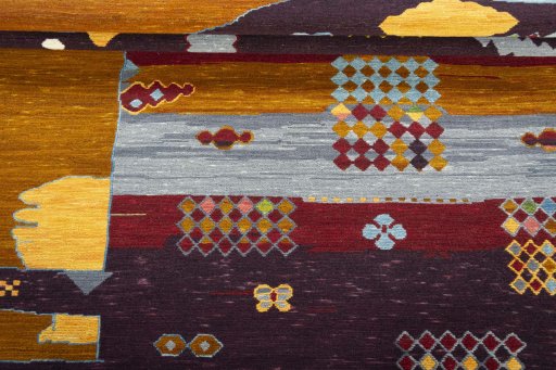 Full view of Unknown Kilim Dastan rug from Turkey, 194 × 161 cm in Cream tones