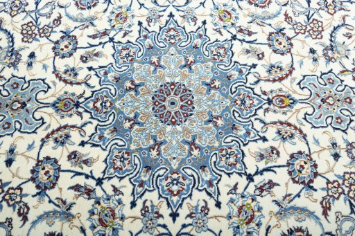 Central medallion detail of 2000s Nain rug from Iran / Persia