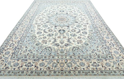 Surface texture of New Nain rug with natural Wool and intricate pattern