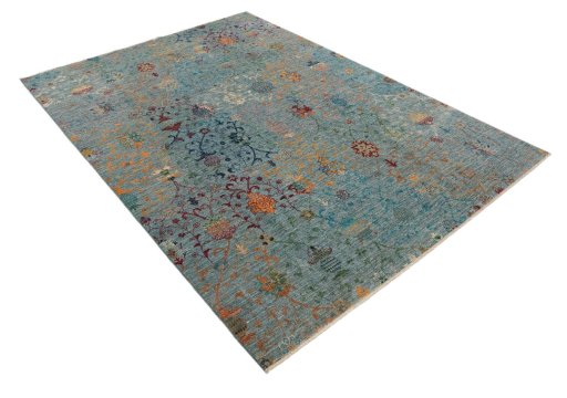 Corner detail of New Haj-jalili rug showing border pattern and Wool pile
