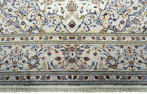 Full view of 2000s Kashan rug from Iran / Persia, 311 × 206 cm in Beige tones
