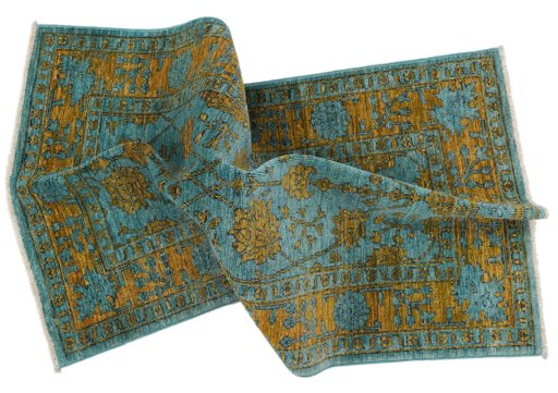 Full view of New Farahan rug from Pakistan, 133 × 79 cm in Green tones