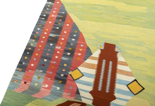 Surface texture of New Kilim Dastan rug with natural Wool and intricate pattern