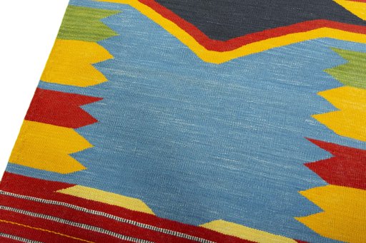 Surface texture of New Kilim Sofre rug with natural Wool and intricate pattern