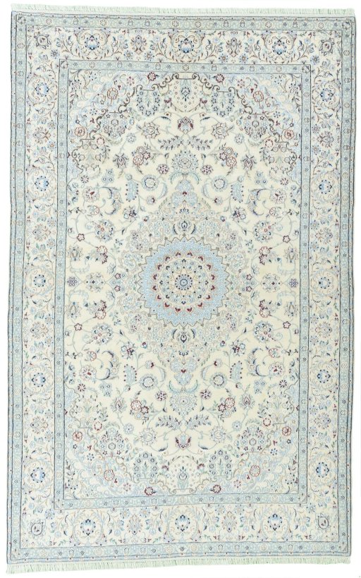 Full view of 2000s Nain rug from Iran / Persia, 314 × 199 cm in Beige tones