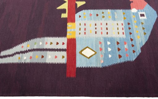 Close-up detail of New Kilim Dastan rug from Turkey showing Wool weave