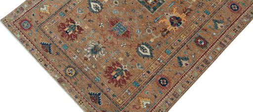 Backside of handmade New Kazak rug showing knot structure and weave density