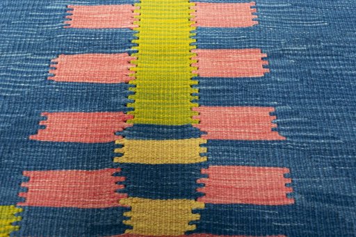 Backside of handmade New Kilim Dastan rug showing knot structure and weave density
