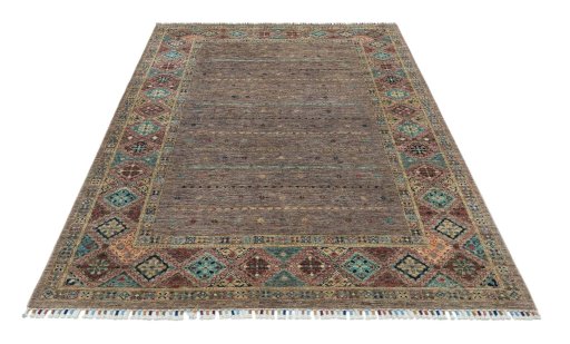 Surface texture of New Samarkand rug with natural Wool and intricate pattern