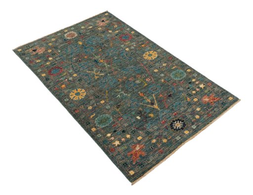 Corner detail of New Farahan rug showing border pattern and Wool pile