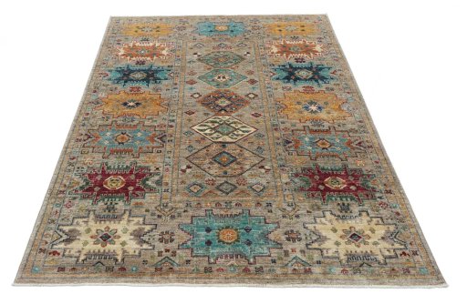 Surface texture of New Samarkand rug with natural Wool and intricate pattern