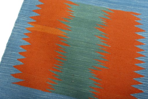 Close-up detail of New Kilim Sofre rug from Turkey showing Wool weave