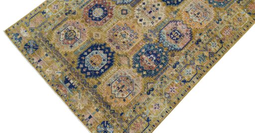 Backside of handmade New Samarkand rug showing knot structure and weave density