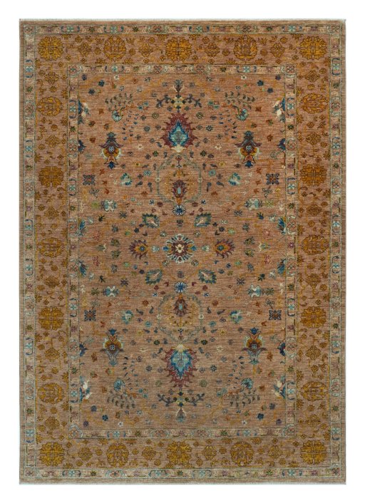 Full view of New Farahan rug from Pakistan, 240 × 168 cm in Yellow tones
