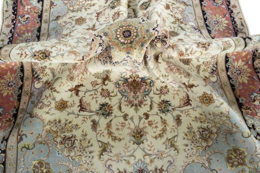 Surface texture of New Tabriz 50/60/70 Raj rug with natural Cork and intricate pattern
