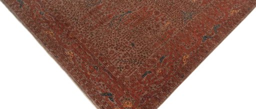 Backside of handmade New Haj-jalili rug showing knot structure and weave density