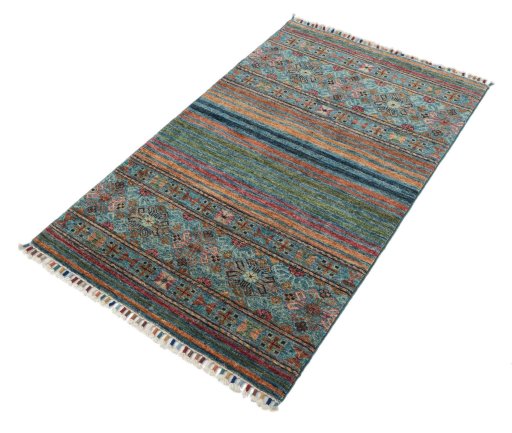 Close-up detail of New Samarkand rug from Pakistan showing Wool weave