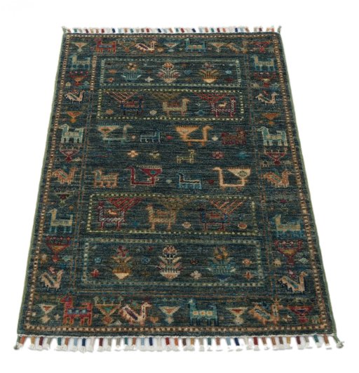 Surface texture of New Samarkand rug with natural Wool and intricate pattern