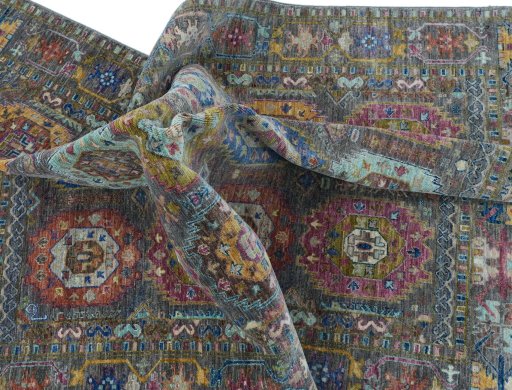 Full view of New Samarkand rug from Pakistan, 211 × 148 cm in Brown tones