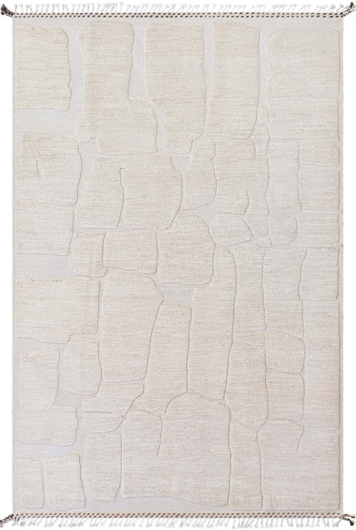 Full view of New Morocco rug from Pakistan, 310 × 203 cm in Beige tones