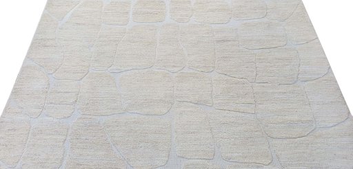 Backside of handmade New Morocco rug showing knot structure and weave density