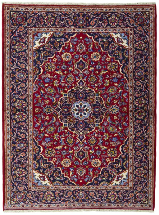 Full view of 2000s Kashan rug from Iran / Persia, 186 × 141 cm in Red tones
