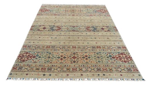 Surface texture of New Samarkand rug with natural Wool and intricate pattern