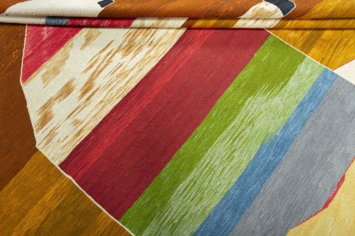 Full view of New Kilim Dastan rug from Turkey, 253 × 195 cm in Multi Color tones