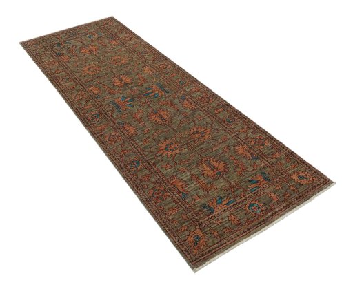 Corner detail of New Farahan rug showing border pattern and Wool pile