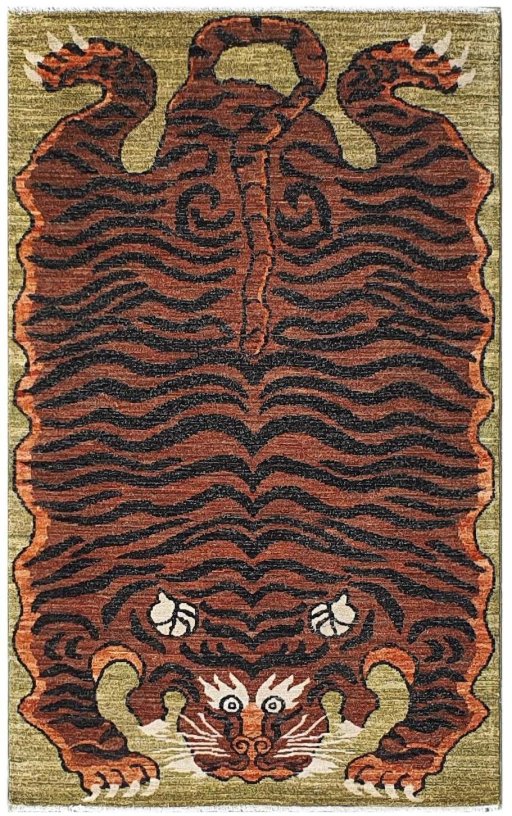 Full view of New Farahan rug from Pakistan, 179 × 111 cm in Green tones