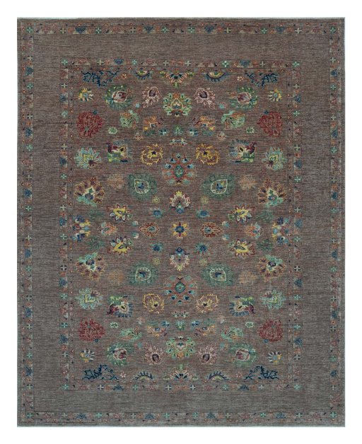 Full view of New Farahan rug from Pakistan, 307 × 241 cm in Red tones