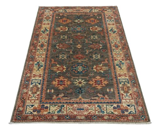 Surface texture of New Kazak rug with natural Wool and intricate pattern