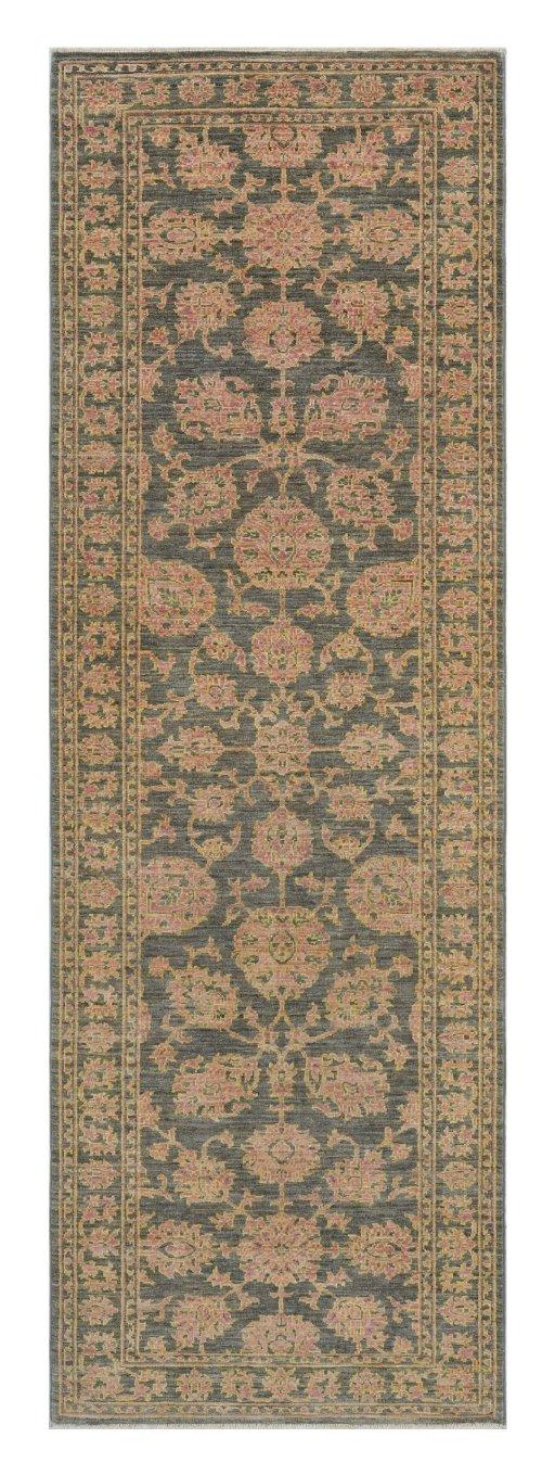 Full view of New Farahan rug from Pakistan, 245 × 81 cm in Brown tones